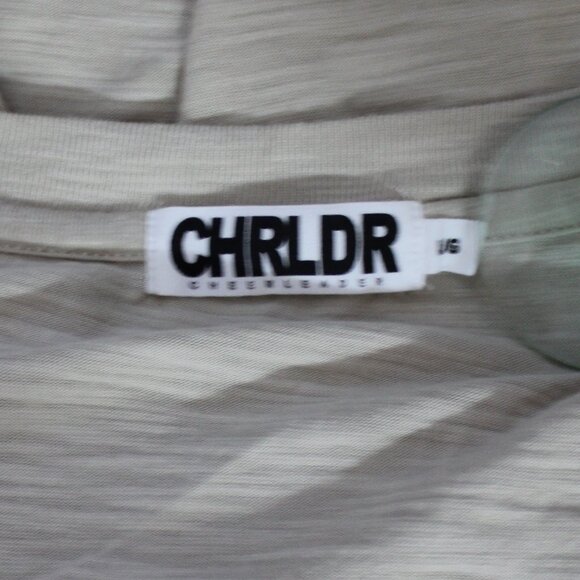 CHRLDR Ava T-Shirt In Taupe With Raw Edge Layered Hem beige size Large - Picture 6 of 8